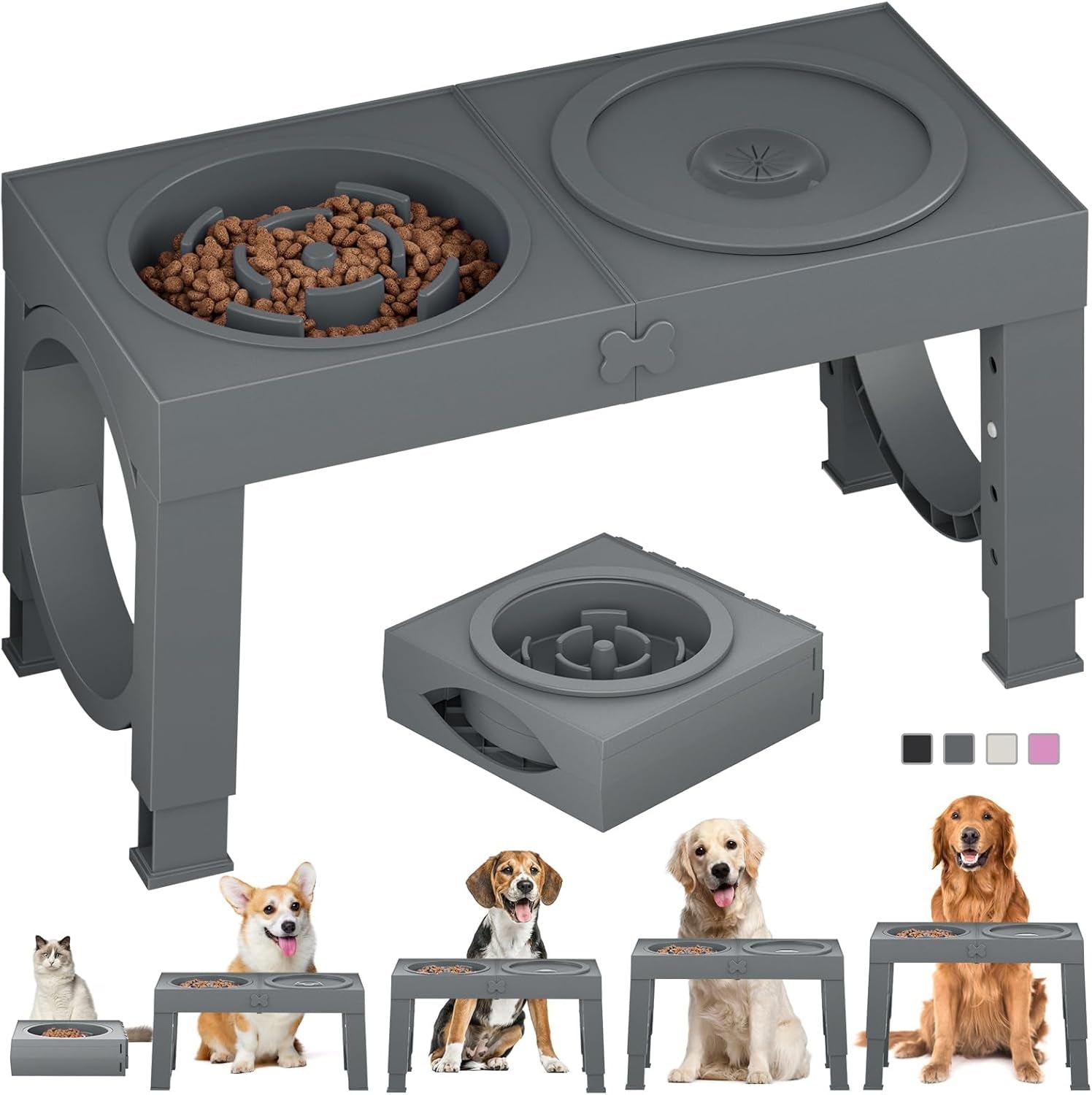xiaz-elevated-dog-bowls-large-breed-raised-dogs-bowl-stand-large-medium-sized-dog-stainless-steel-food-water-bowl-stands-5-heights-adjustable-9-11-12-14in-black-pet-feeder-dish-station
