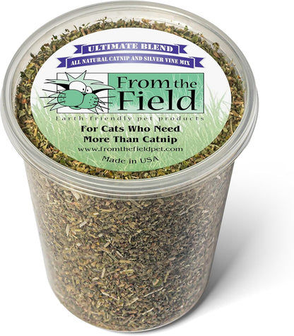 From the Field | Ultimate Blend Catnip & Silver Vine | Premium Usa-Grown Catnip for Toys & Playtime | Fresh, Potent, Non-Toxic, Eco-Friendly | Safe for Kittens & Cats | Resealable 2 Oz Tub6