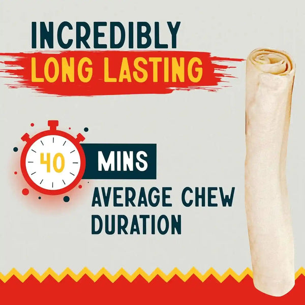 Canine Chews 10-11" Rawhide Bones for Large Dogs, Durable USA Beefhide Dog Rawhide Chews, Retriever Rolls 20 Pack (5 Lbs)5