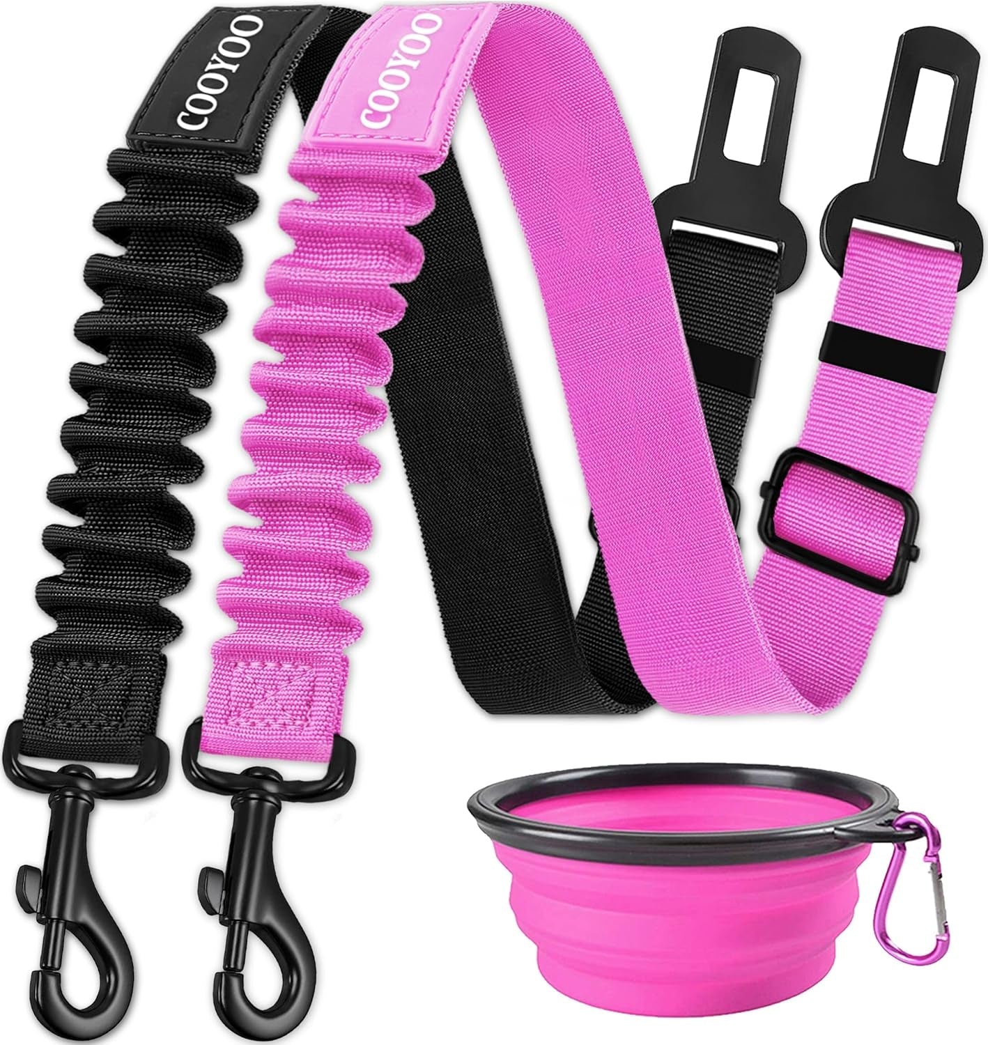 cooyoo-dog-seat-belt-durability-retractable-dog-car-harness-adjustable-dog-seat-belt-for-vehicle-nylon-pet-safety-seat-belts-heavy-duty-elastic-1-pack-black