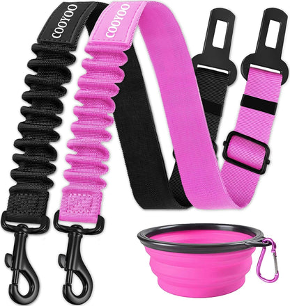 COOYOO Dog Seat Belt, Durability Retractable Dog Car Harness Adjustable Dog Seat Belt for Vehicle Nylon Pet Safety Seat Belts Heavy Duty & Elastic (1 Pack Black)20