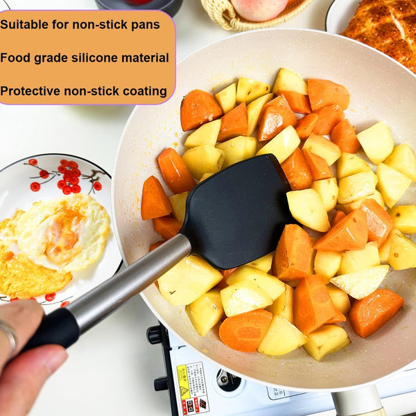 Spatula Set Silicone Heat Resistant for Nonstick Cookware Rubber Silicone Spatula Turner Fish, Large Nonstick Plastic Egg Wok Spatula for Kitchen Use Cooking Utensils Set4
