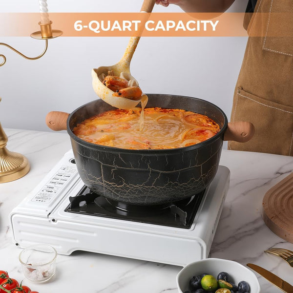 Bionic Turtle Design Nonstick Ceramic Dutch Oven Pot with Lid (6 Qt, 10.2"), Non Toxic,Pfas & PFOA Free, Dishwasher Safe, Compatible with All Stovetops, Durable Cookware for Home Cooking5