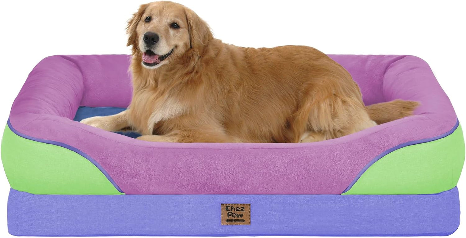 chez-paw-waterproof-orthopedic-xl-dog-bed-for-large-and-extra-large-dogs-egg-crate-foam-4-sided-bolster-support-waterproof-liner-non-slip-bottom-machine-washable-cover-42-x-30-inch