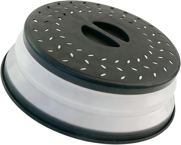Collapsible Microwave Splatter Cover, 10.5 Inch, Dishwasher-Safe, Microwave Plate Cover with Steam Vent(Black)1