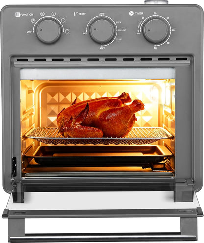 Home, 16.5 Qt Air Fryer Oven, with Steam Infusion, Black, Convection Countertop Oven, 6 Cooking Functions, 200–450°F Temperature Control, Interior Light, Fry Basket & Baking Tray Included8