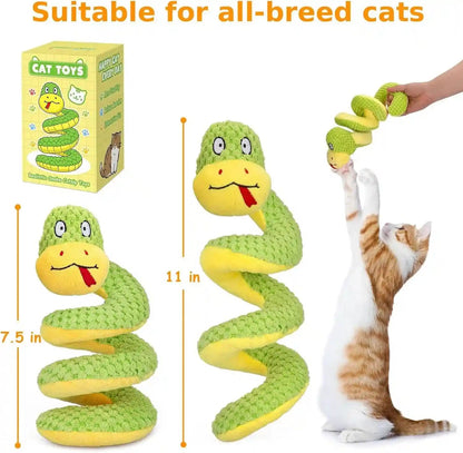 Retro Shaw 11" Realistic Snake Cat Toy – Interactive Kicker Toy for Indoor Cats with Silvervine & Catnip, Crinkle Sound, Spring-Loaded Design, Bite-Resistant Plush for Kitten Teething & Boredom Relief2