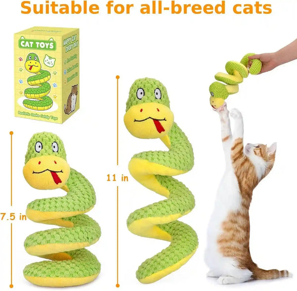 Retro Shaw 11" Realistic Snake Cat Toy – Interactive Kicker Toy for Indoor Cats with Silvervine & Catnip, Crinkle Sound, Spring-Loaded Design, Bite-Resistant Plush for Kitten Teething & Boredom Relief2