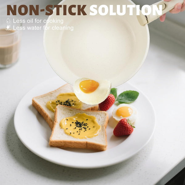 10 Pcs Pots and Pan Set Non Stick with Detachable Handle, White | Non Stick, Detachable, Stackable, Dishwasher ＆ Oven Safe5