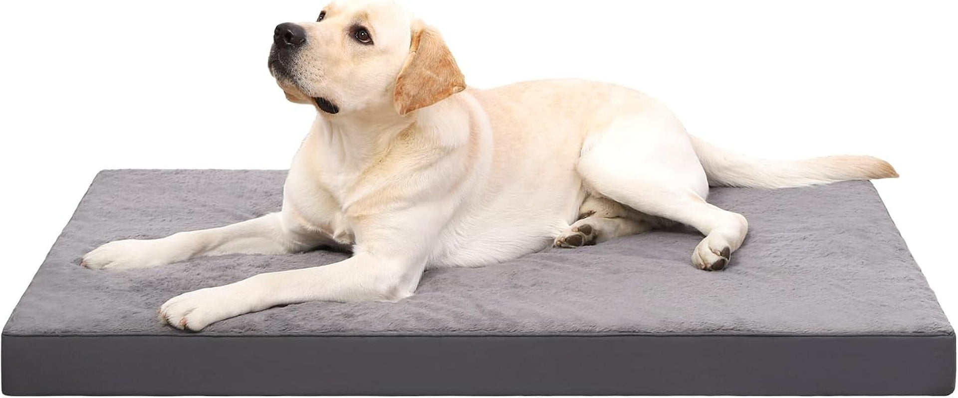 ksiia-orthopedic-dog-bed-for-large-dogs-with-waterproof-lining-grey-35x22-deluxe-soft-plush-dog-crate-bed-washable-pet-mat-with-removable-cover-egg-crate-foam-for-large-dogs-sleeping-relaxing
