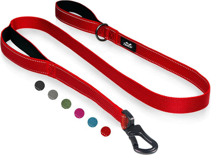 Twoear 6FT 1IN Strong Blue Dog Leash with 2 Padded Handles, Traffic Handle Extra Control, Comfortable Soft Dual Handle, Auto Lock Hook, Reflective Walking Lead for Small Medium and Large Dogs16