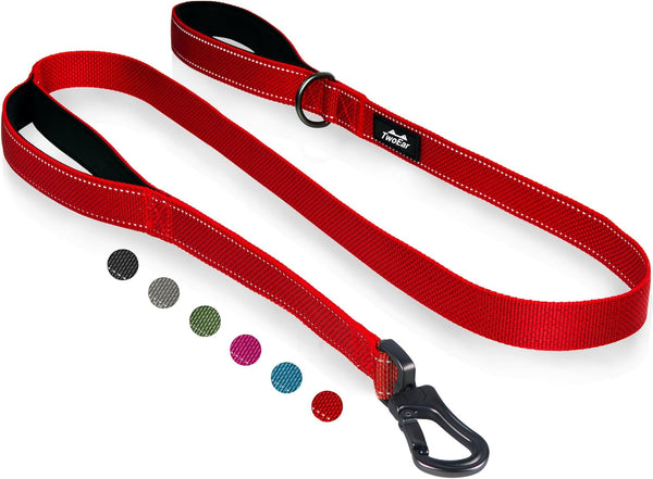 Twoear 6FT 1IN Strong Blue Dog Leash with 2 Padded Handles, Traffic Handle Extra Control, Comfortable Soft Dual Handle, Auto Lock Hook, Reflective Walking Lead for Small Medium and Large Dogs16