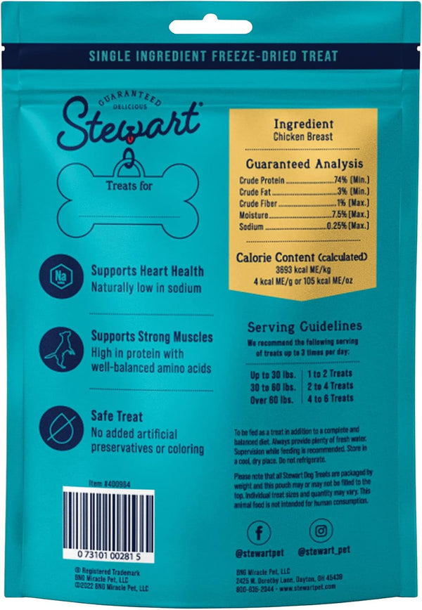 Stewart Freeze Dried Dog Treats, 100% Chicken Breast, 2.5 Oz Pouch | Premium Quality Raw Protein, Single Ingredient, High Protein Training Treats & Food Topper, No Refrigeration, Cat Friendly8