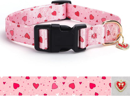 Reflective Dog Collar with Buckle Adjustable Safety Nylon Collars for Small Medium Large Dogs, Pink M | Breathable Nylon Collars for Small Medium Large Dogs, No Chafing on Walks and Outdoor Hikes, Metal D-Ring, Night Safety23