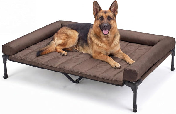 Veehoo Outdoor Elevated Dog Bed with Waterproof Bolster Cushion, Cooling | Raised Dog Bed with Removable & Washable Mat Topper, Breathable Mesh, Dog Couch Cot for Indoor Outdoor, 42", Large, Black13