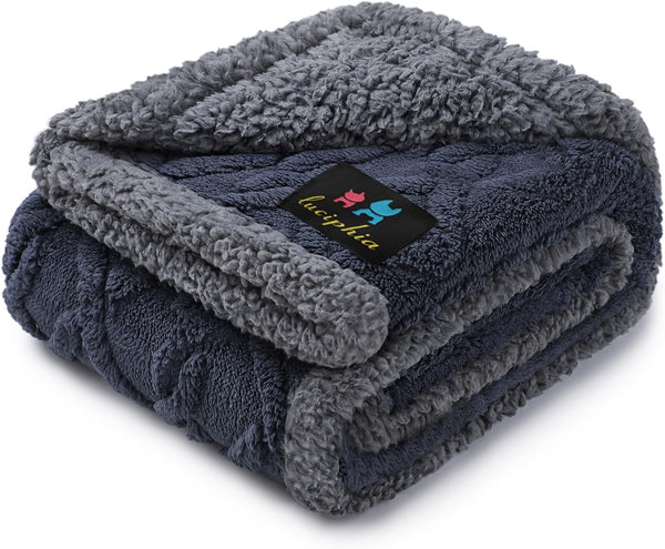 Luciphia Waterproof Pet Blanket, Liquid Pee Proof Dog Blankets for Sofa Bed Couch, Reversible Sherpa Fleece Furniture Protector Cover for Small Medium Large Dogs Cats,Khaki Small（40" X 28"）14