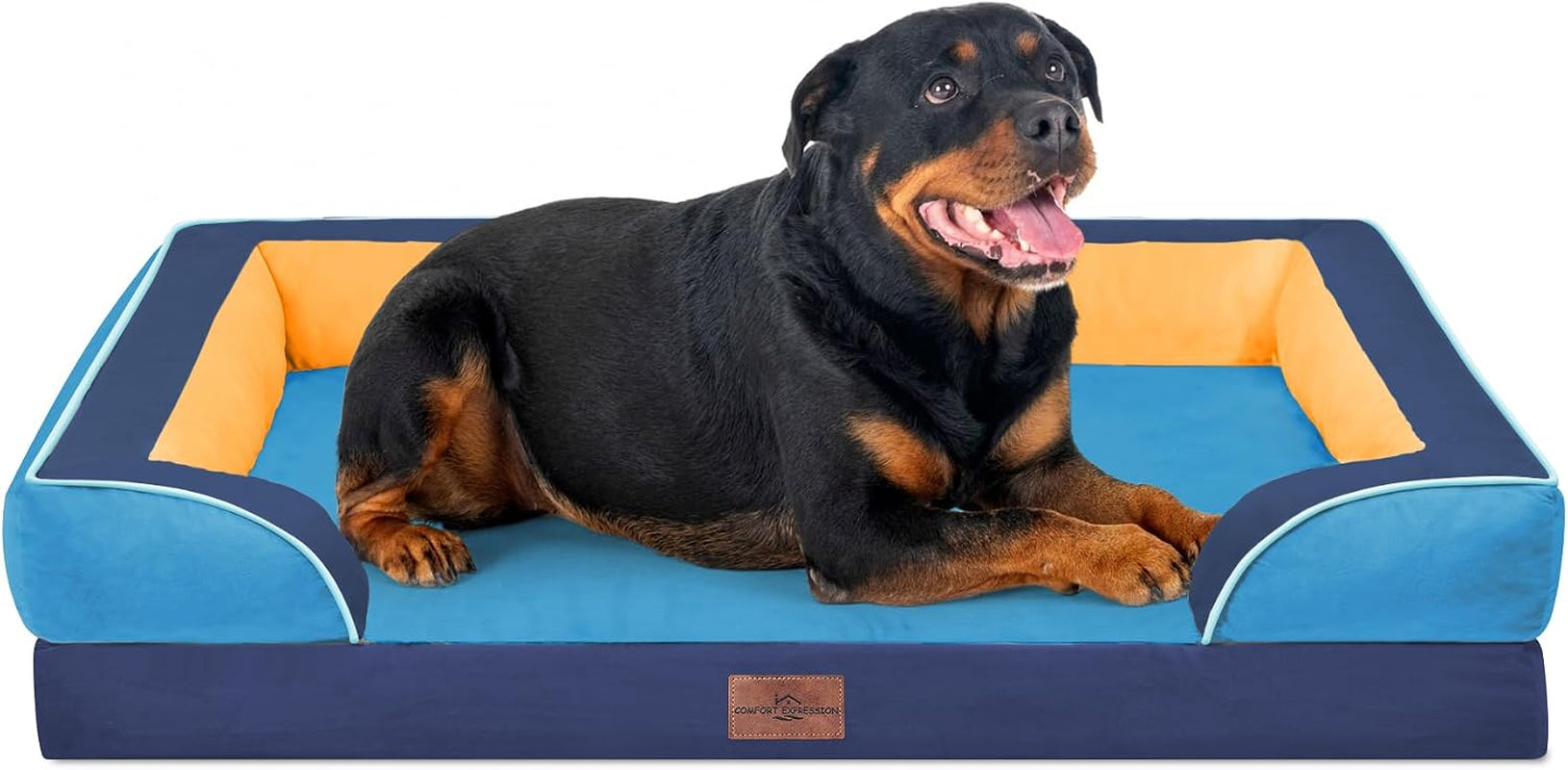 comfort-expression-orthopedic-dog-bed-for-extra-large-dogs-with-bolster-waterproof-dog-couch-bed-with-washable-cover-non-slip-bottom-supportive-egg-crate-foam-xl-pet-bed-42x30-inch