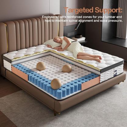 12 Inch Full Size Mattress, Hybrid Bed Mattress in a Box, 75" X 54" | Memory Foam Hybrid, Back Support & Pressure Relief, Motion Isolation, Certipur-Us Foam, Medium Firm, Colchones Full5