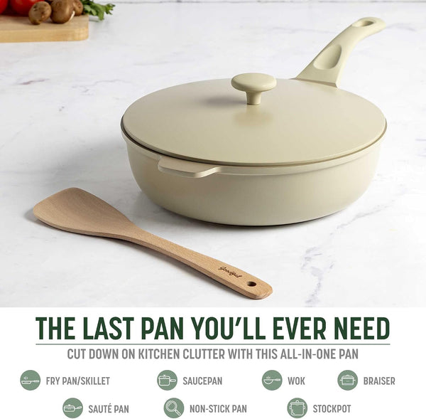 All-In-One Pan, Multilayer Nonstick Cookware Set, High-Performance Construction, Multipurpose Design Replaces Multiple Pots and Pans, Dishwasher Safe, 11-Inch, 4.4-Quart Capacity, Linen2