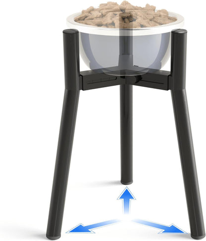 Dog Bowl Stand for Medium Large Dogs, Adjustable Width Elevated Dog Bowls 7-10.6", Raised Dog Food Water Bowls, 11 Inch Tall Single Holder, Black,Bowl Not Included12