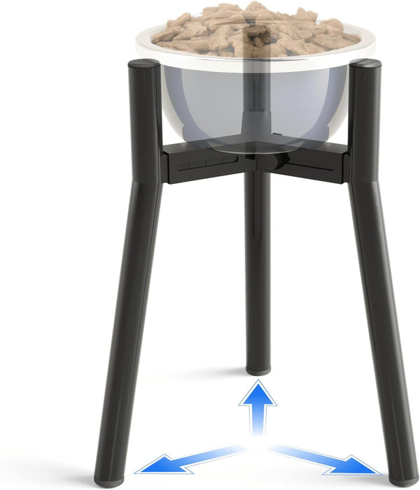 Dog Bowl Stand for Medium Large Dogs, Adjustable Width Elevated Dog Bowls 7-10.6", Raised Dog Food Water Bowls, 11 Inch Tall Single Holder, Black,Bowl Not Included12