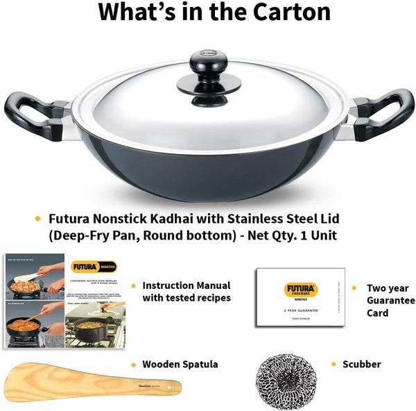 Futura Nonstick Kadhai 2.5 L, 26 Cm, 3.25 Mm with SS Lid (Black)7
