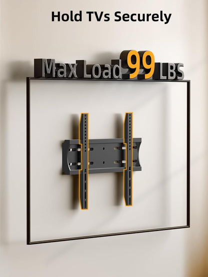 43 50 55 Inch Fixed Low Profile TV Wall Mount for 24-65 Inch LED/LCD & Flat/Curved Tvs, Universal Wall Mount Bracket with Safe Lock, Max VESA 400X400Mm, up to 99Lbs & 16 '' Stud6