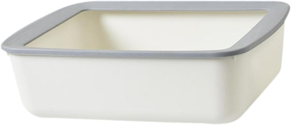 Open Top Pet Litter Tray, Easy Clean Cat Litter Box with Splash Guard, 16.14X12.20X4.92 Inch Indoor Cat Sand Box Toilet Basin- White1
