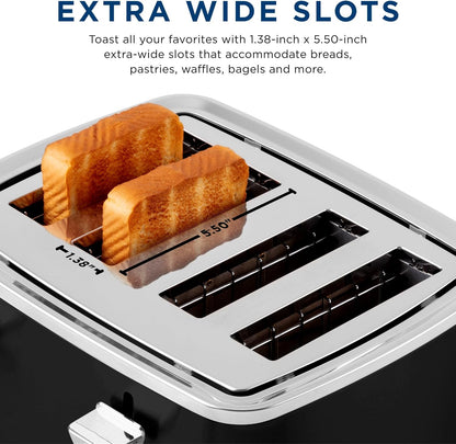 GE 4 Slice Toaster | Extra Wide Slots for Bagels, Breads, Waffles & More | 7 Shade Options | Countertop Kitchen Essentials | 1500 Watt, Black3