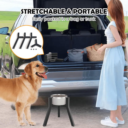 Dog Bowl Stand for Medium Large Dogs, Adjustable Width Elevated Dog Bowls 7-10.6", Raised Dog Food Water Bowls, 11 Inch Tall Single Holder, Black,Bowl Not Included6