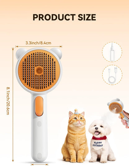Pet Steam Brush for Dogs & Cats, Brushes for Indoor Cats with Release Button, Undercoat Removal Grooming Brush, Dual Spray USB Rechargeable, Dog Brush for Shedding for All Long- and Short-Haired Pets9
