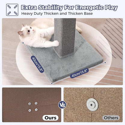 Tall Cat Scratching Post 33” Heavy Duty Sisal Scratcher Post | Modern Cat Scratching Post with Heavy Duty Base for Sturdy, Large 33" Vertical Sisal Rope Post & 2 Cat Toy Balls for Cat-Gray4