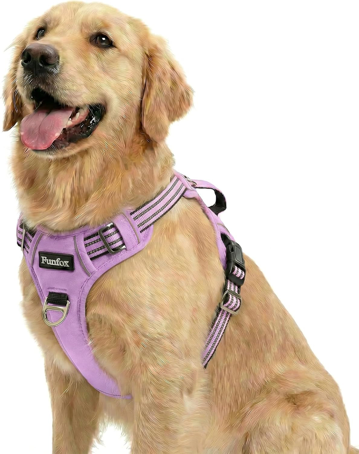 funfox-dog-harness-medium-sized-dog-vertical-handle-easy-control-no-pull-pet-vest-adjustable-with-2-leash-clips-soft-material-reflective-safe-night-walking-for-small-medium-large-breed-black-m