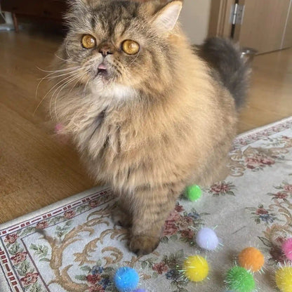 20PCS 1.5INCH Extra Large Cat'S Favorite Chase Glitter Ball Toy | Sparkle Pom Pom Balls4