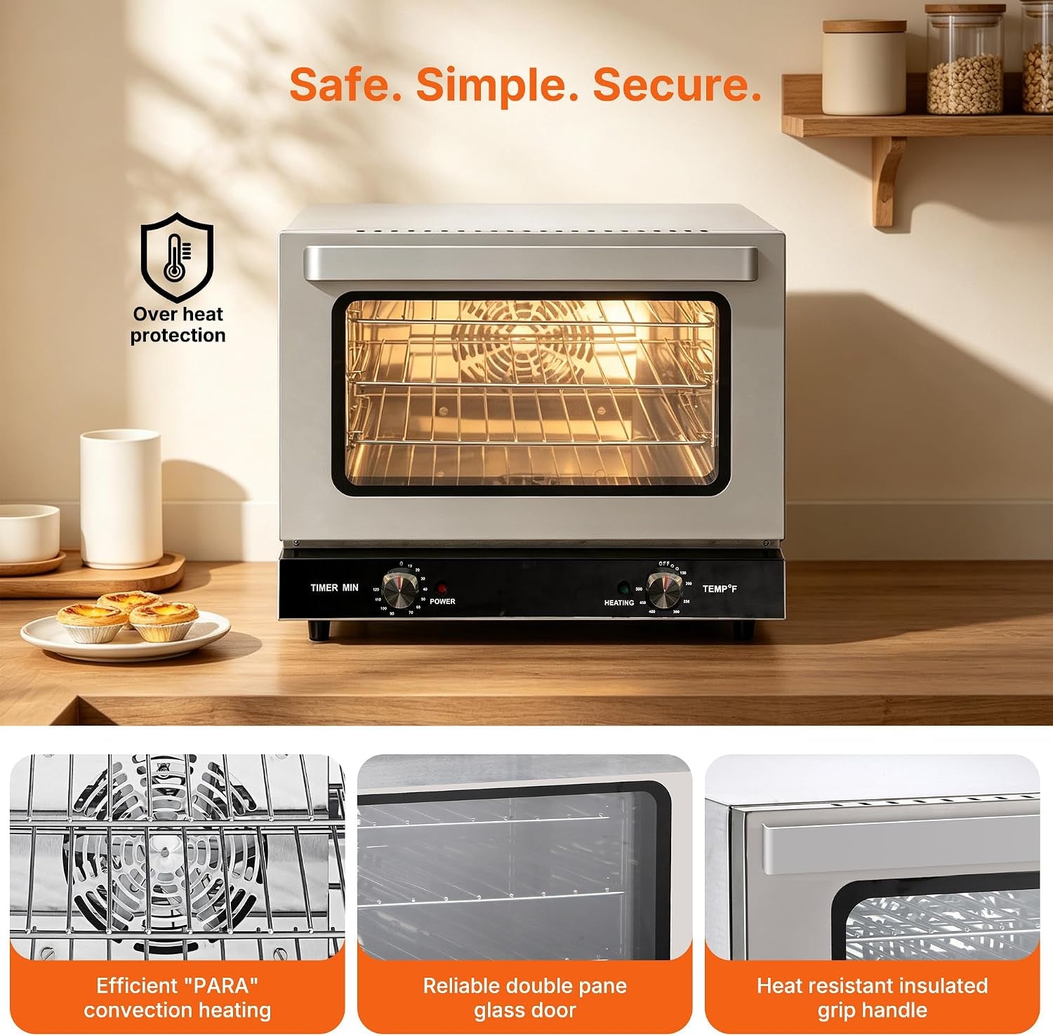 hakka-24qt-21l-commercial-convection-oven-1440w-stainless-steel-3-tier-conventional-electric-countertop-oven-double-insulated-cabinet-toaster-for-baking-120-minute-timer-150-f-500-f-wire-racks