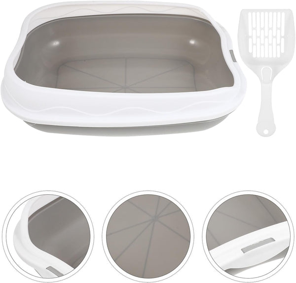 Wakauto Kitten Litter Pan Anti-Splash Durable Cat Litter Basin Semi-Enclosed Grey Pet Toilet for Indoor Kitten Training and Housebreaking8