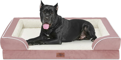Comfort Expression Orthopedic Dog Bed for Extra Large Dogs with Bolster | Waterproof Dog Couch Bed with Washable Cover & Non-Slip Bottom, Supportive Egg Crate Foam XL Pet Bed, 42X30 Inch52
