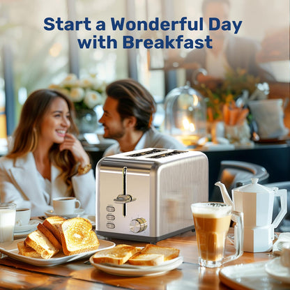 Stainless Steel Toaster 2 Slice with Extra Wide Slot & Removable Crumb Tray, 6 Shade Settings and Bagel/Defrost/Cancel Functions, Compact Oven, for Various Bread & Waffle, Silver New8