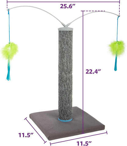 Scratch 'N Spin Cat Toy, Carpet Scratching Post, Interactive Spinning Wand, Multicolored2