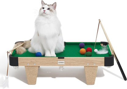 VETRESKA 4 in 1 Cat Toys Mini Pool Table, Gift for Cats, Feather Wand Toy Cat Billiard Ball Puzzle Toy, Pool Table with Scratching Post, Cat Interactive Exercise Play Rest Beds & Furniture | Cats Toys Gift, Feather Wand Toy Cat Billiard Ball Puzzle Toy, Pool Table W/ Scratching Post Activity Fun Furniture2