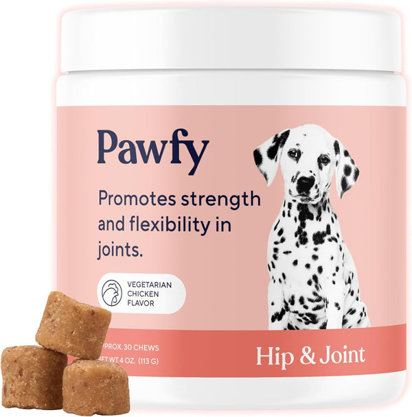 Pawfy Hip & Joint Supplement for Dogs with MSM & Vitamins | Glucosamine Chondroitin for Small, Medium & Large Breed - Supports Mobility & Bones | Glucosamine for Dogs with Omega 3-30 Chews1