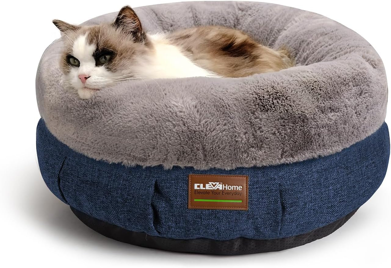 clevahome-cat-dog-bed-for-small-pets-up-to-15lbs-round-cat-beds-for-indoor-cats-machine-washable-comfortable-pet-bed-for-puppy-and-kitten-with-non-slip-bottom-plum-pink
