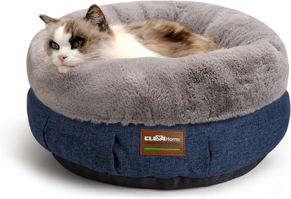 Clevahome Cat Dog Bed for Small Pets up to 15Lbs - round Cat Beds for Indoor Cats, Machine Washable Comfortable Pet Bed for Puppy and Kitten with Non-Slip Bottom (Plum Pink)9