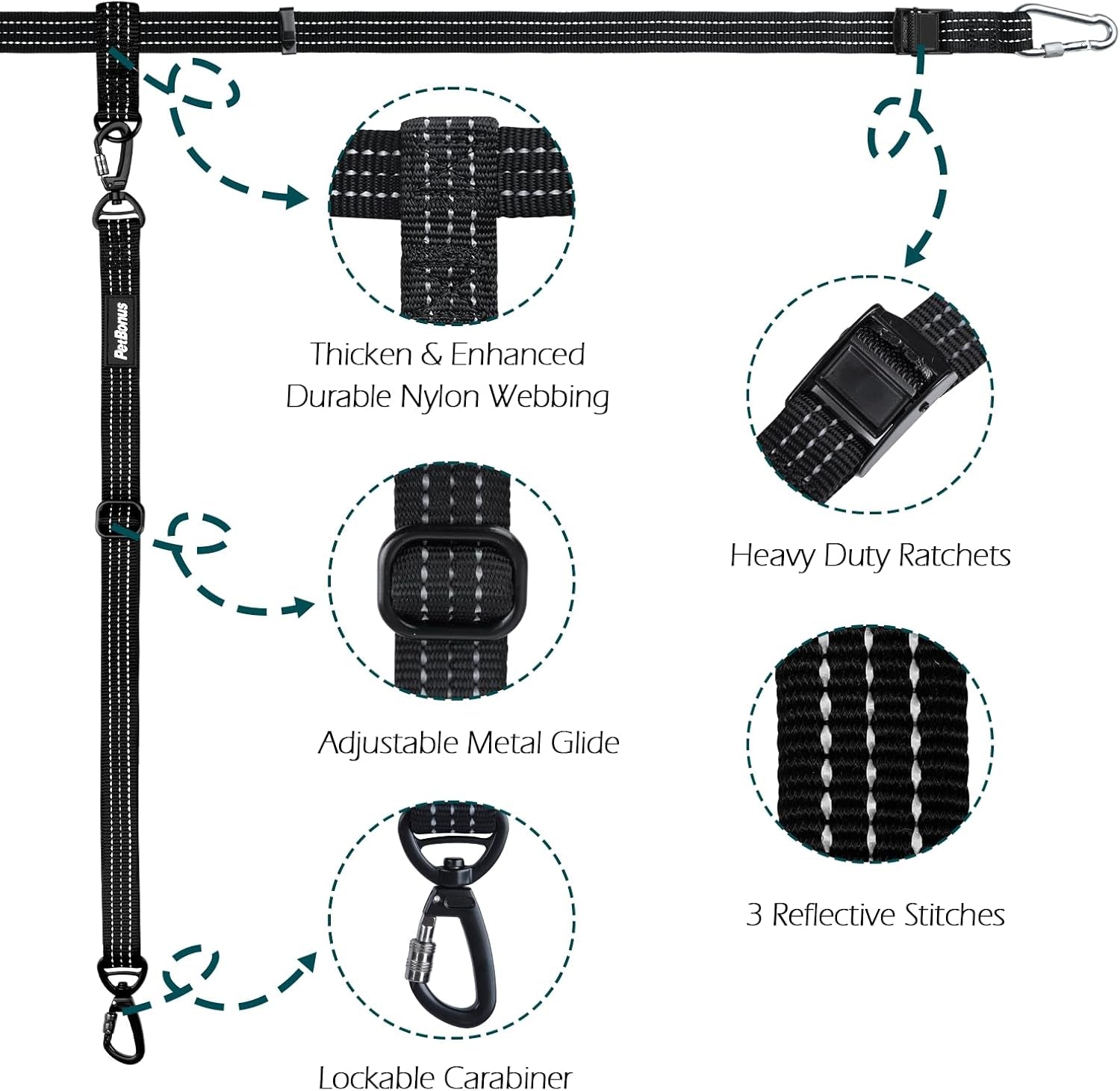 petbonus-truck-bed-dog-leash-functional-safety-dog-truck-bed-tether-for-1-dog-truck-bed-tie-down-system-adjustable-pick-up-bed-restraint-lead-ratchet-tightening-car-harness-belt-black
