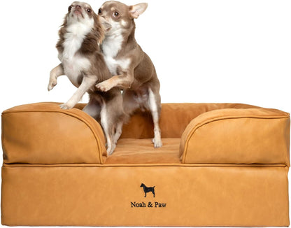 NOAH & PAW Large Dog Bed, 35X25X11 Inch, Orthopedic Dog Beds, Eggshell Memory Foam Infused with Cooling Gel, Inner Cover, Water Resistant, Machine Washable (Faux Leather)27