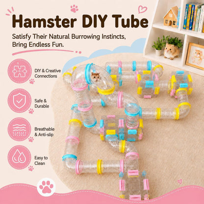 94 Pcs DIY Hamster Tunnel Tube Set, Clear Small Animal Cage Tube Kit Can Easy Viewing, 2-Inch Diameter Exercise Playground for Dwarf Hamsters, Mice & Gerbils6