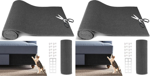 Cat Scratch Furniture Protector, 39.4"X15.8" Self Adhesive Cat Scratch Mat Pad,Cut to Fit DIY Replacement Carpet for Tree,Wall,Bed,Door, Couch Protector (Black)11