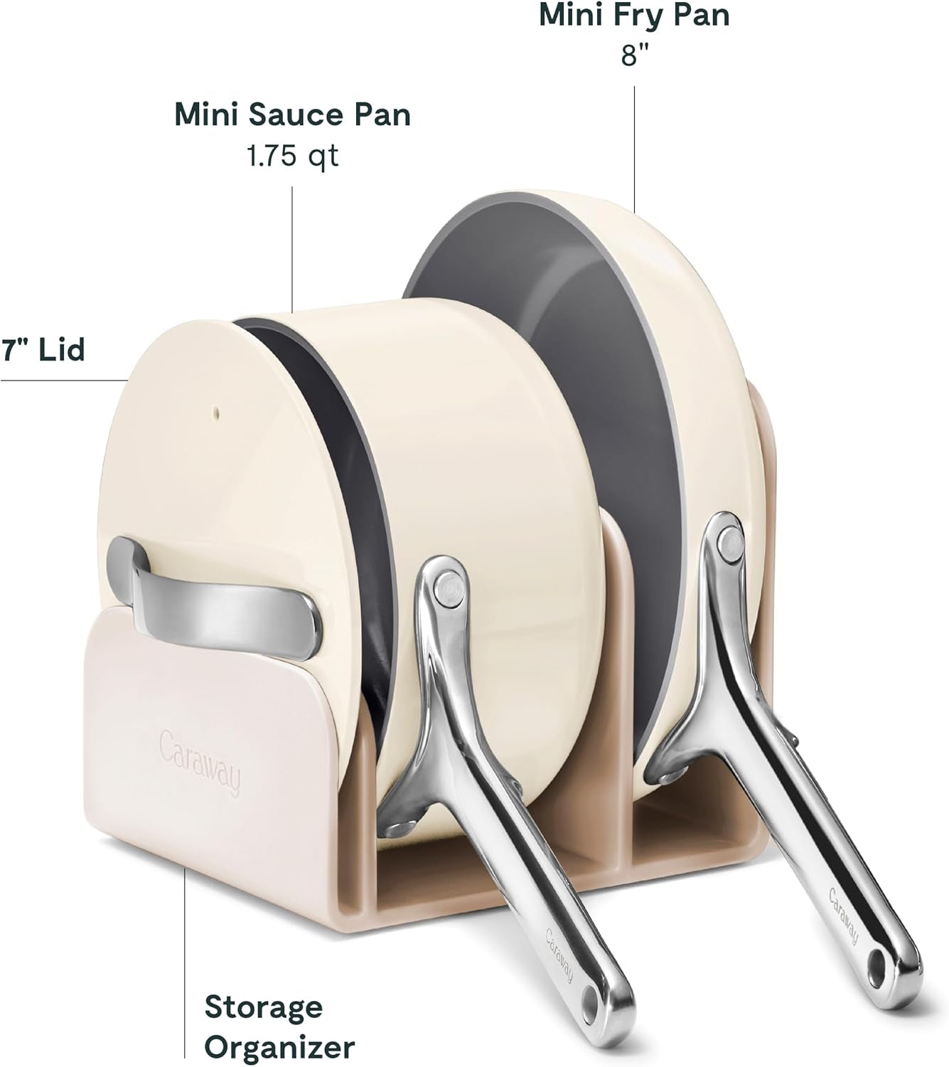 caraway-non-stick-ceramic-mini-cookware-set-ceramic-fry-pan-1-05-qt-8-sauce-pan-1-75-qt-and-storage-rack-non-toxic-ptfe-pfoa-free-cream