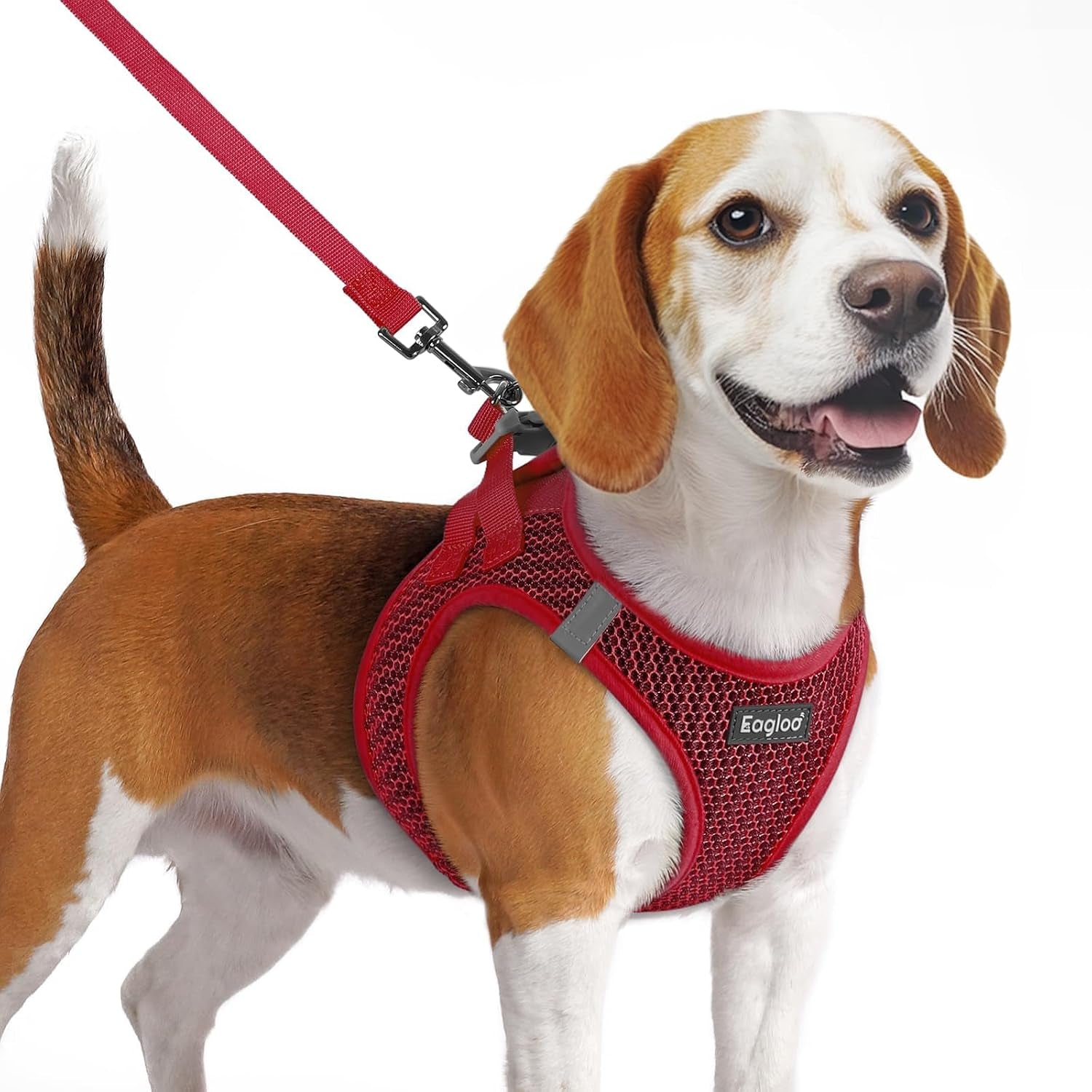 eagloo-small-dog-harness-and-leash-set-step-in-small-sized-puppy-pet-vest-light-soft-breathable-air-mesh-easy-on-and-off-with-hook-loop-reflective-for-safe-walking-pink-s