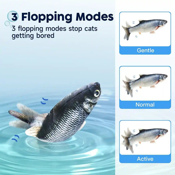 Potaroma Cat Toys Flopping Fish with Catnip, Moving Kitten Kicker, Floppy Wiggle Carp for Small Dogs, Interactive Motion Kitty Exercise, 10.5 Inches3